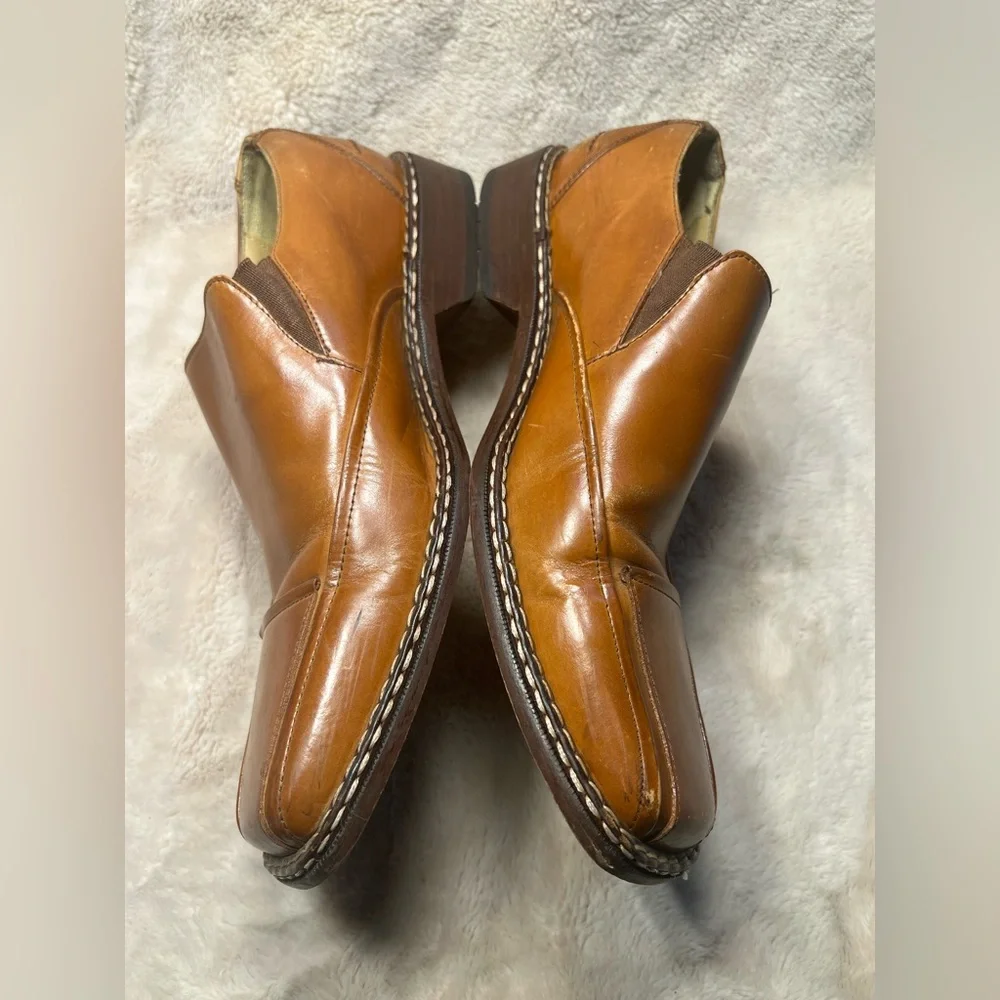 Stacy Adams brown leather square-toe slip-on loafers size 9.5